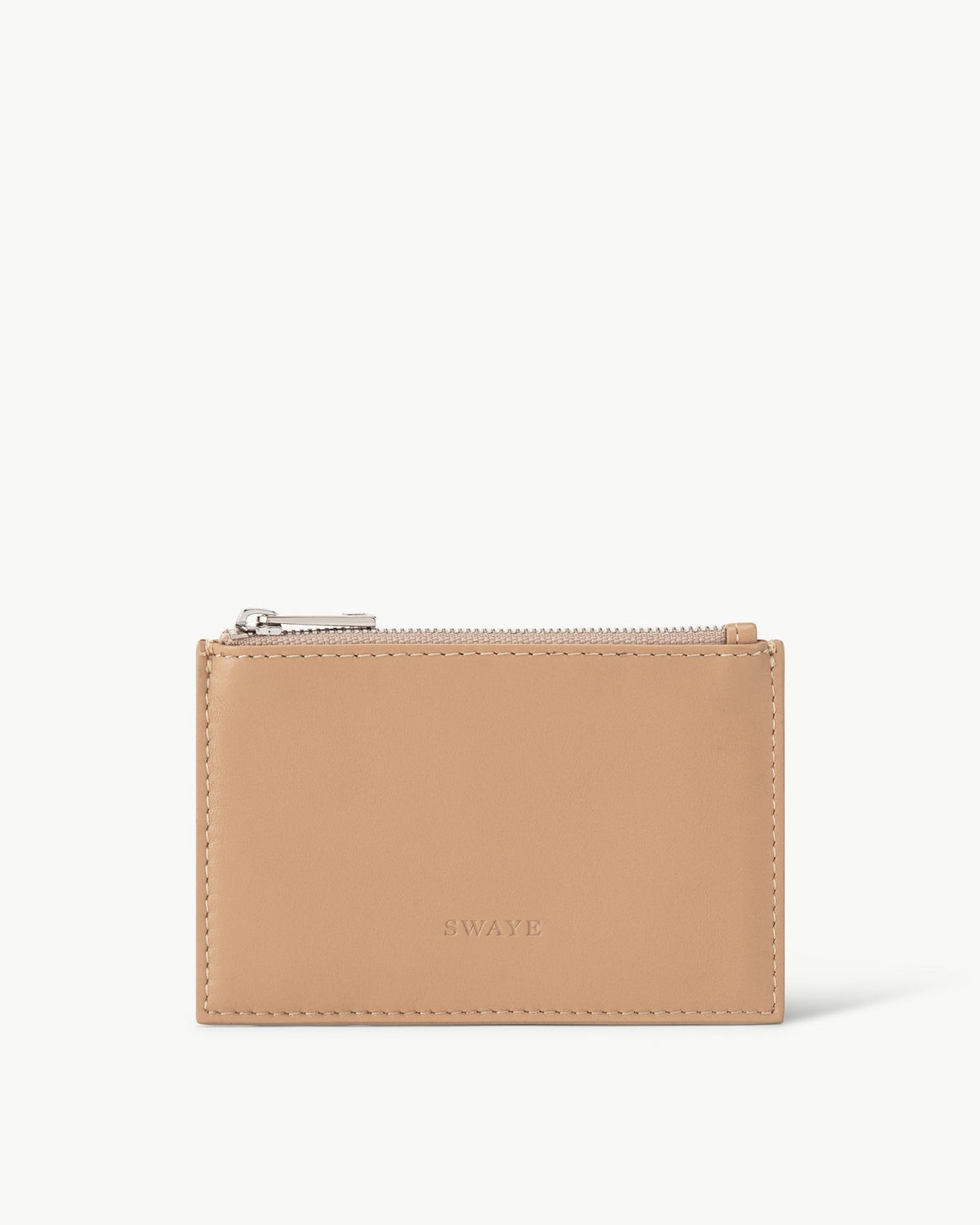 Swaye Top Zip Card Holder in Cappuccino Textured Leather – SWAYE