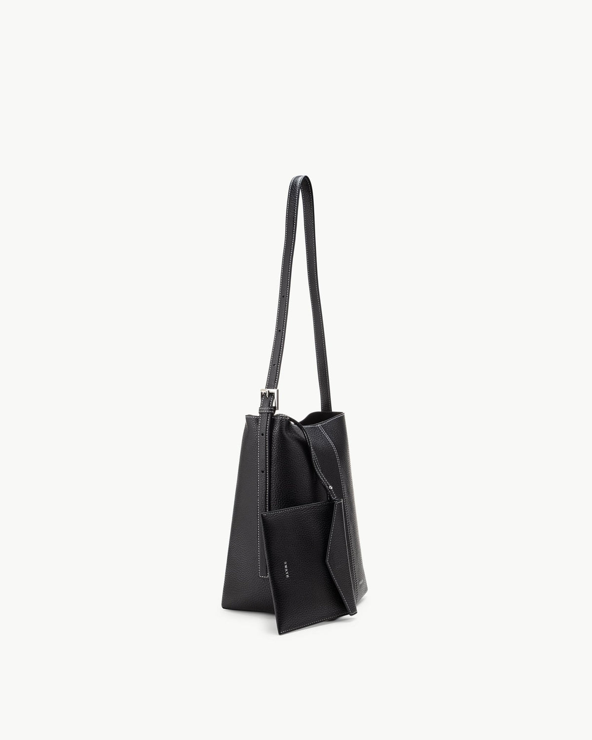 The Ines Bucket in Black Pebble Leather – SWAYE